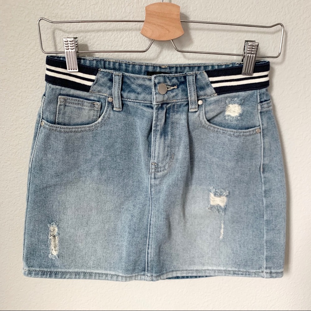 Kendall & Kylie Distressed Denim Skirt